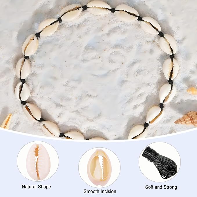 110Pcs Cowrie Shell Beads for Crafts, Printed Beach Cowrie Shells Smooth Cut - Image 3