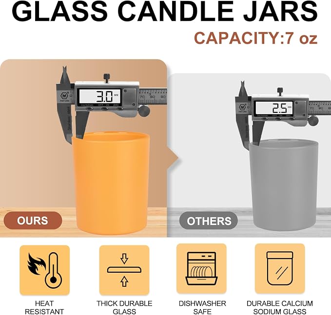 SHOWIN Thick Candle Jars for Making Candles 16 Pcs, 7 OZ Empty Jars - Image 2