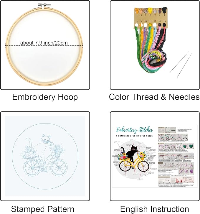 Louise Maelys Cat Bicycle Embroidery Kit - Image 2