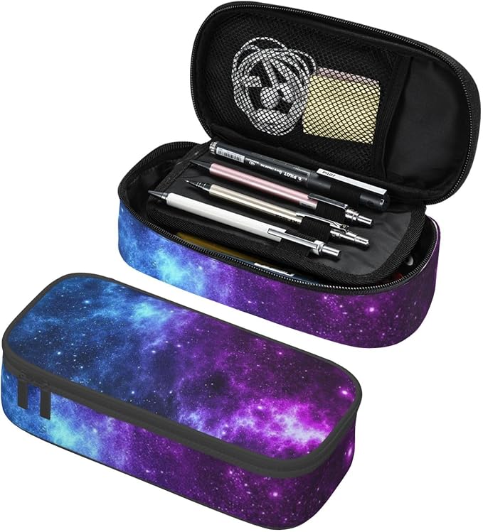 Blue Galaxy Star Purple Space Pencil Case Organizer Big Capacity Pencil Pouch by Unknown