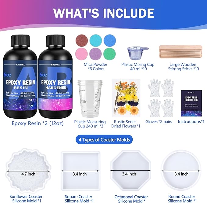 KISREL Epoxy Resin Kit for Beginners, 12OZ Resin Kit - Image 2