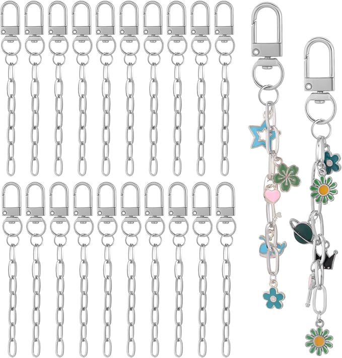 Chuyau 20pcs Silver Keychain Making Kit Swivel Snap Hook Lobster Claw Clasps by chuyau