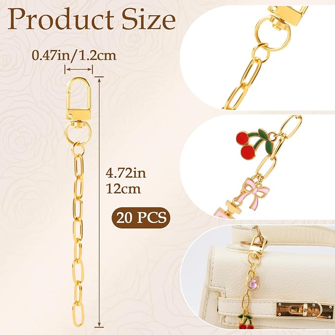 20pcs Gold Keychain Making Kit, Key Ring Swivel Snap Hook Chains, Extender - Image 2