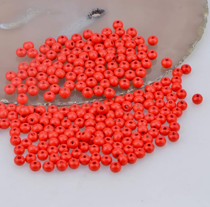 AD Beads 300 Pieces Wood Spacer Loose Wooden Craft Beads Big Hole Beads Assorted - Image 2