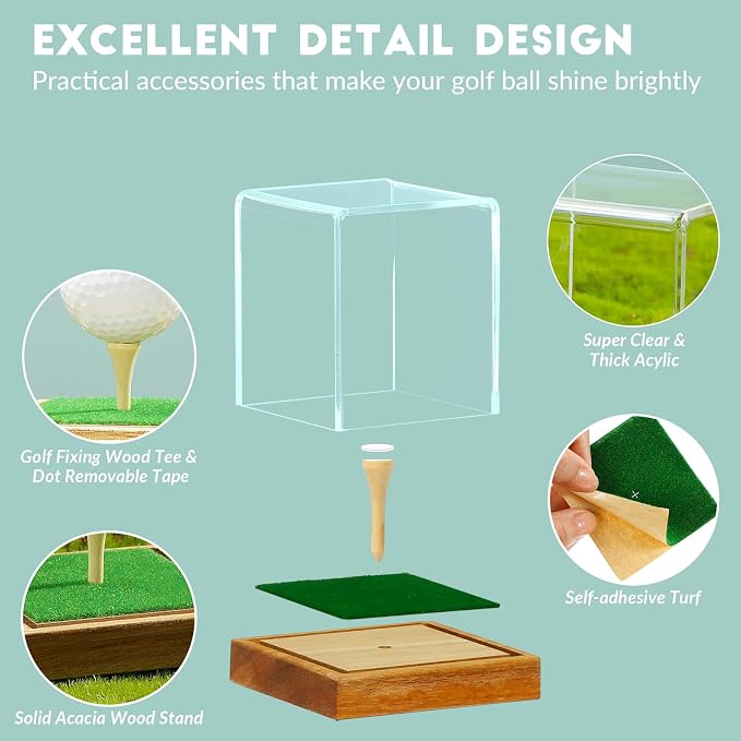 JupDec Golf Ball Display Case Clear Acrylic Memorabilia Stand Cube Holder - Image 4