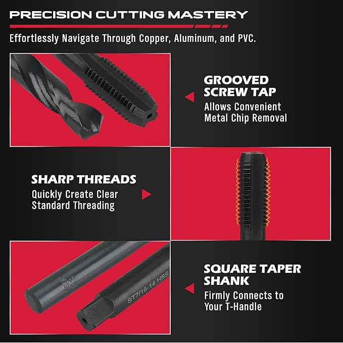 SAE Thread Repair Helicoil Kit - 131PC with HSS Drill Bits, Inserts, Taps, and Breakoff Tools for Rethreading on Metal, Engine, Pipe Repair - Sizes 1/4" 5/16" 3/8" 7/16" 1/2"