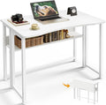 Huuger Folding Desk with Storage Shelf, 31.5 Inch Foldable Computer Table by Huuger