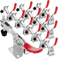 12 Pack 201B Toggle Clamps, Hold Down Clamp 220Lbs Holding Capacity Quick Release Horizontal Clamps with Rubber Pressure Tip for Woodworking Jigs and Fixtures, Welding, Drill Press, Crosscut Sled