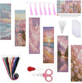 6PC Pink Beach Stamping Cross Stitch Kit by Paintcolordiamondpainting