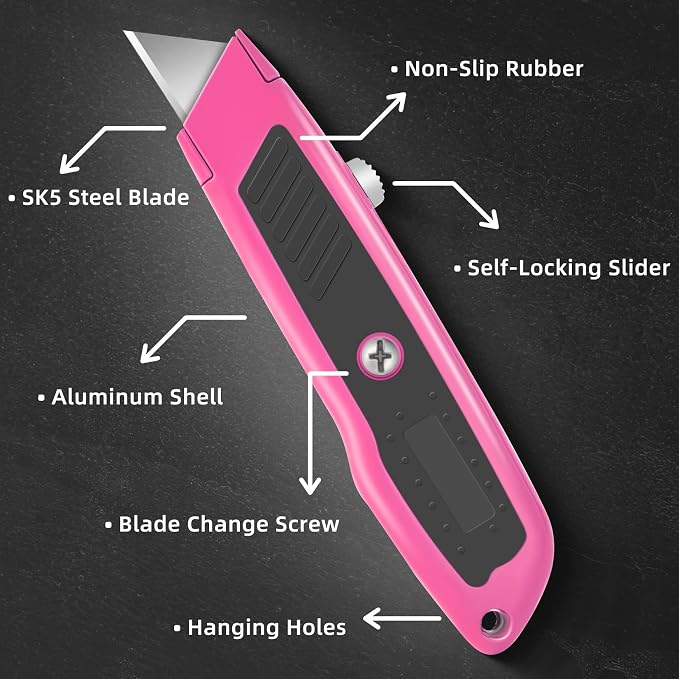 DIYSELF 2 Pack Box Cutter Retractable Heavy Duty Utility Knife, Ergonomic Razor - Image 5