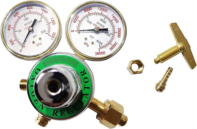 Heavy Duty Oxygen Regulator, Large Tank Gauge Cutting Torch Regulator, Outlet 0-200PSI Inlet 0-4000PSI CGA 540