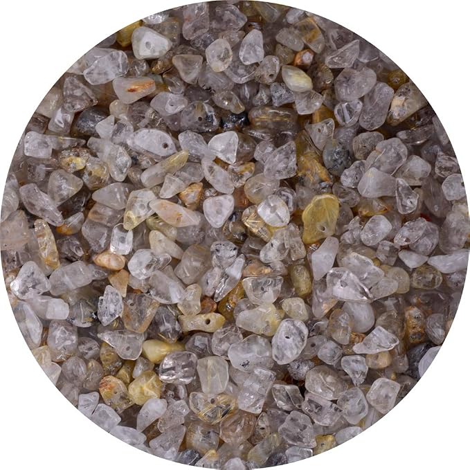 Natural Chip Stone Beads 5-8mm Rutilated Quartz About 400 Pieces Irregular by Cmidy