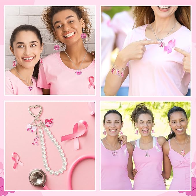 MARFOREVER 40 Pcs/20 Pairs Breast Cancer Awareness Charms - Image 7