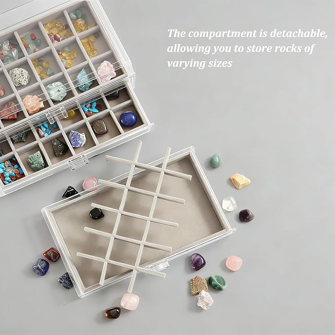 Rock Display Case, 54 Girds Rock Collection Display, Rock Collection Box - Image 5