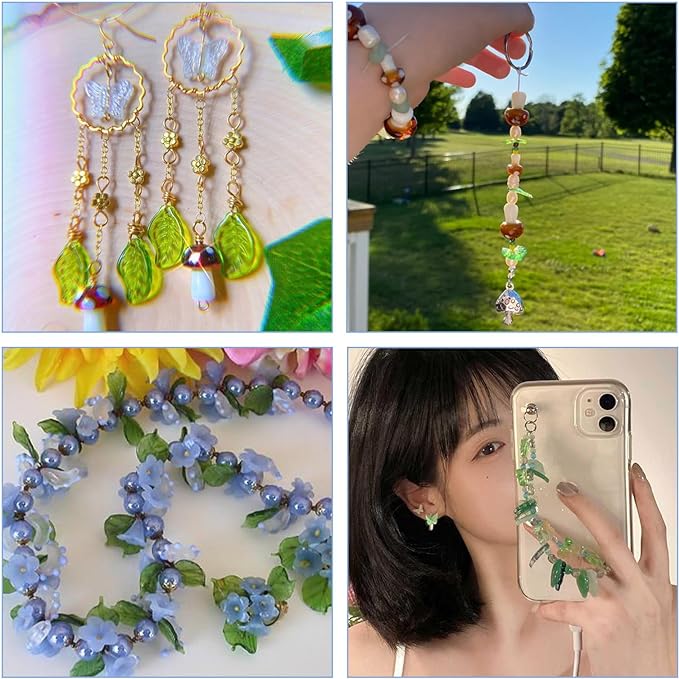 Pandahall 320 Pcs Green Acrylic Leaf Beads Transparent Maple Leaves Pendants - Image 3