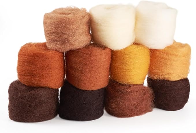 FASHEWELRY 1.94 oz Wool Roving for Needle Felting Kit 11 Colors Felting Wool by FASHEWELRY