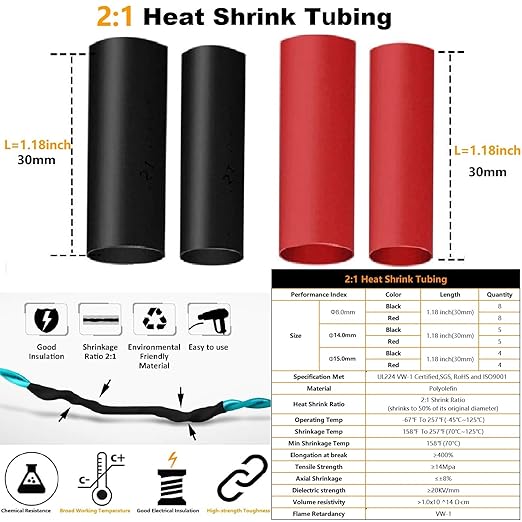 SVAAR 68pcs Battery Cable Lugs Kit 1/0 AWG 1 AWG 8 AWG Battery Cable Ends Heavy Duty Wire Lugs Copper Lugs with 3/8" & 5/16" Stud Closed End Tubular Ring Terminals Connectors with Heat Shrink Tube