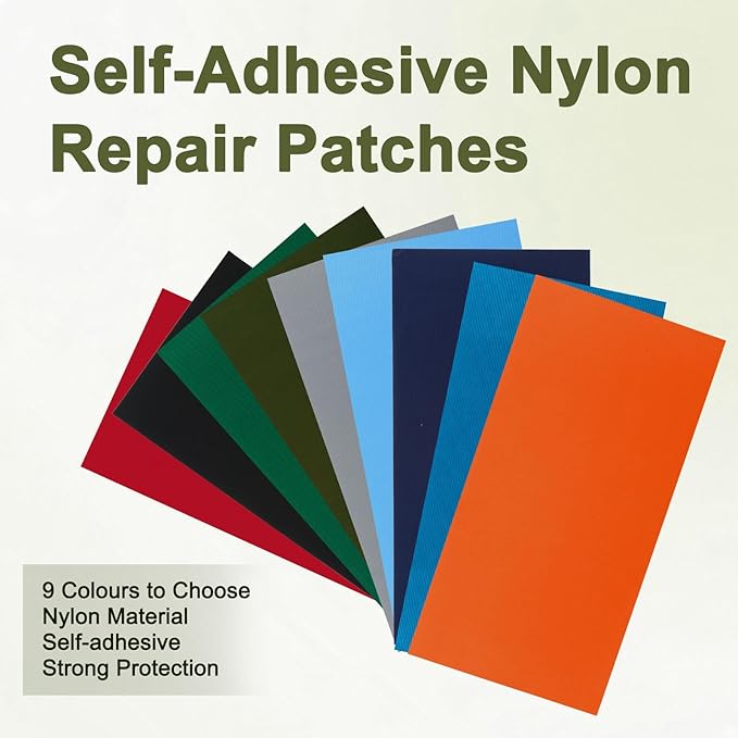 8PCS 7.8x3.9 inch Nylon Repair Patch Self-Adhesive Fabric Patch Down Jacket Repair Patches for Puffer Jackets Tenacious Tape Polyester Waterproof Lightweight Tent Repair Patch Kits for Clothes Bag