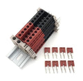 Dinkle Assembly Kit DK4N Red/Black 10 Gang with Jumpers DIN Rail Terminal Blocks, 10-22 AWG, 30 Amp, 600 Volt