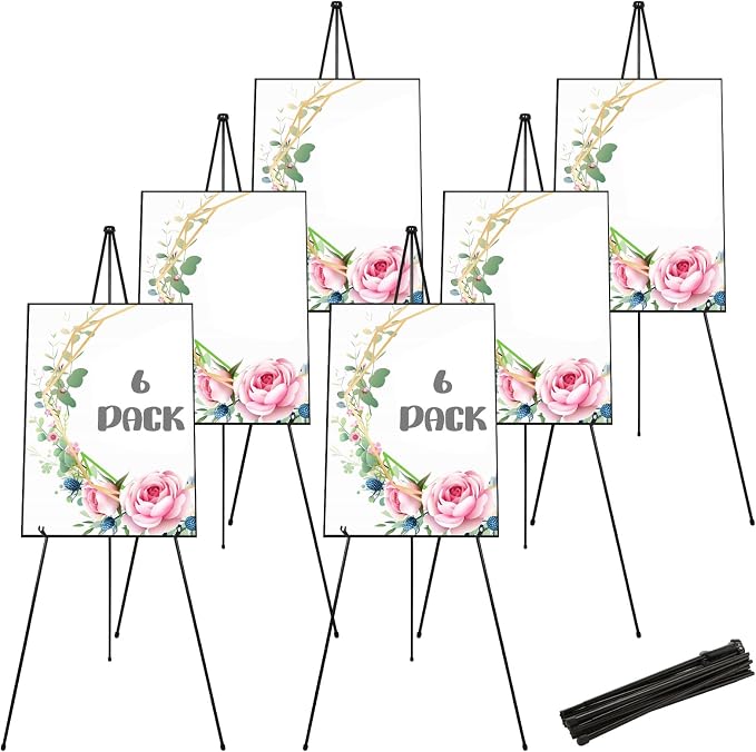 DAJAVE 6 Pack Display Easel Stand 63 Inch Folding Easels by DAJAVE