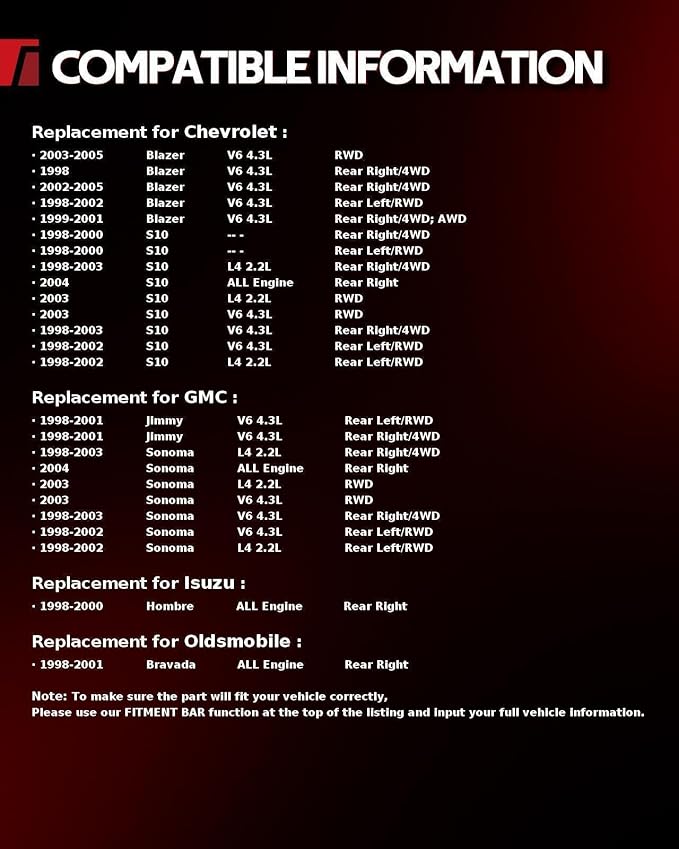 Torchbeam Rear Brake Caliper for Chevrolet S10 1998-2004, Chevrolet Blazer 1998-2005, GMC Sonoma 1998-2004, GMC Jimmy 1998-2001, Oldsmobile Bravada, Rear Left or Rear Right Caliper Replace # 18B4713
