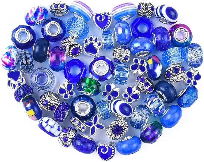 Aipridy European Large Hole Beads, Colorful Glass Charm Beads Set by AIPRIDY