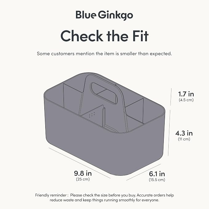 BLUE GINKGO Stackable Organizer Caddy, Dark Grey, Made in Korea | Portable. - Image 3