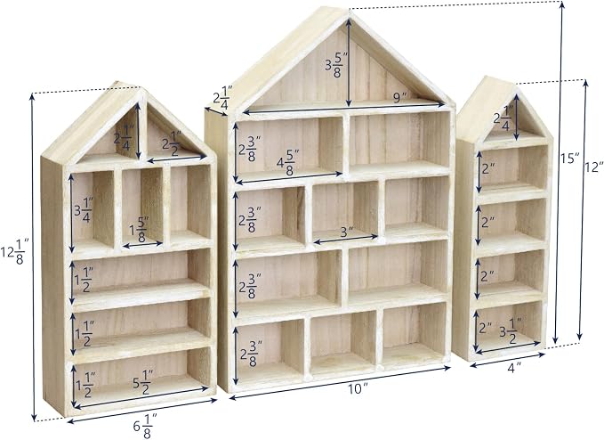 Ikee Design House-Shaped Wooden Shadow Cubby Box Display Shelf Organizer - Image 2