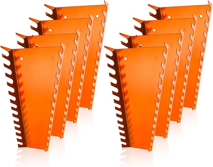 ALOANES 104-Slot Metal Wrench Organizer, Heavy Duty Wrench Organizer Tray for Tool Box, Fit SAE & Metric Wrench Storage, 8 Pack Wrench Holders(Orange)