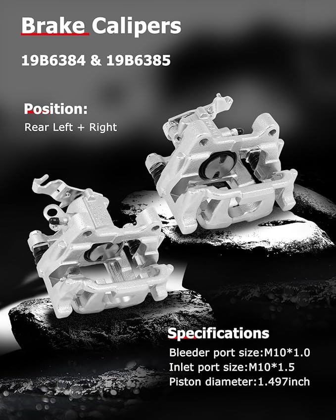 cciyu Rear Left & Right Brake Calipers Assembly w/Bracket 19B6384 19B6385 For Audi For A3/For A3 Quattro,For Volkswagen For Beetle/For Eos/For Golf/For GTI/For Jetta/For Passat