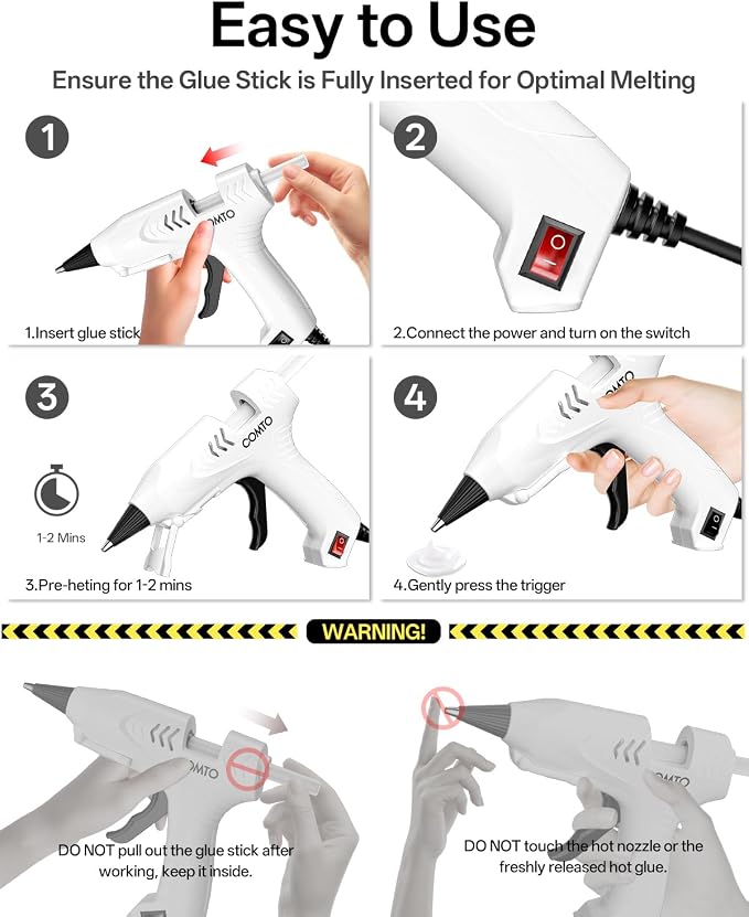 Mini Hot Glue Gun with 100 Glue Sticks, Precision Glue Flow, Extra-Long 55" Cord - Image 7
