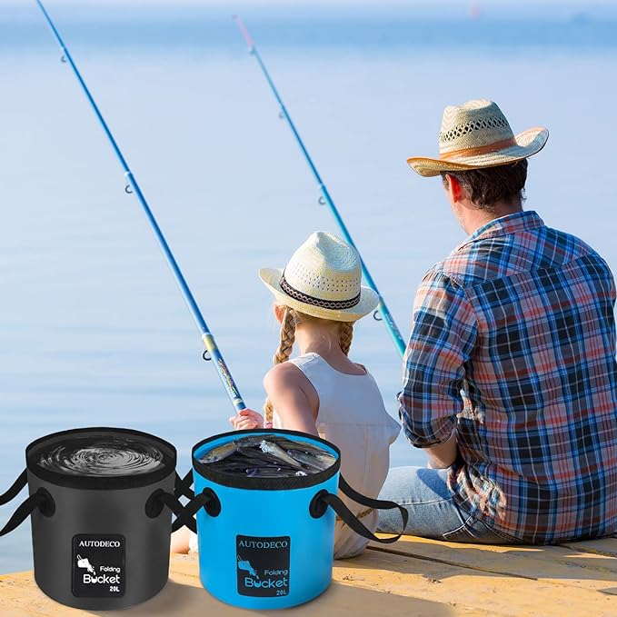 AUTODECO Collapsible Bucket 5 Gallon Container Folding Water Bucket Portable Wash Basin 20L
