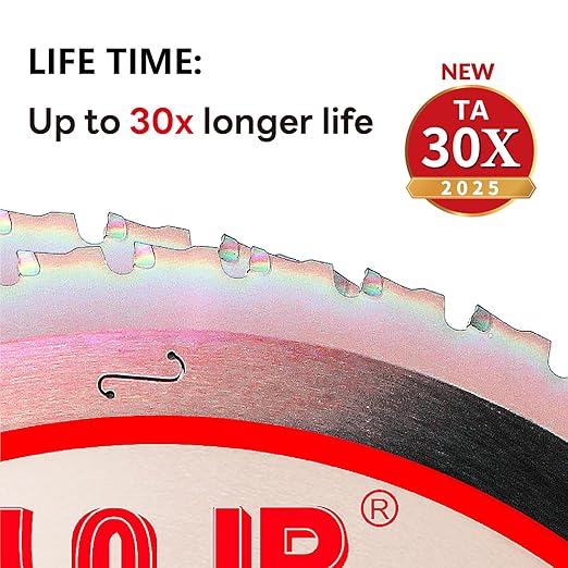 Metal Cutting Circular Saw Blade, Steel and Stainless Steel Cutting, The Cutting Head uses a Special Anti-Heat Sticking Coating with high Finish and Long Life,FMB 10 inch 48-Tooth 1" -TA