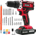 Cordless Drill Set 21v Power Drill Cordless With Battery & Charger, 84pcs Accessories Electric Drills Variable Speed, 3/8" Keyless Chuck, Built-In Level and 2 Driver Red kit
