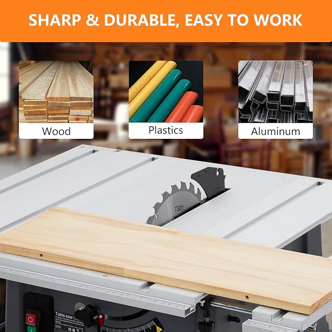 10 Inch Table Saw with Stand, 15 Amp 5000RPM Portable Table Saw, 90°Cross Cut & 0-45°Bevel Cut, Adjustable Depth, Multifunctional Saw for Woodworking, Metal, Plastic, Grey