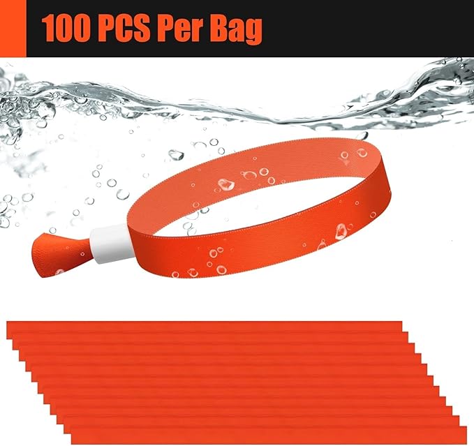 100 Pcs Cloth Event Wristbands, Event Wristbands, Colored Wrist Bands for Events, for Lightweight Concert Wrist Strap for Activities, Party Bracelets for Events (Color : Orange)