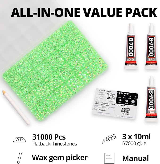 31000Pcs Lime Green Rhinestones - Image 2