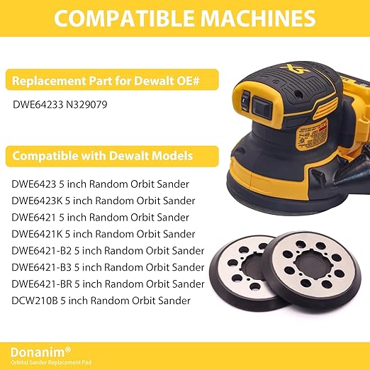 2 Pack 5 Inch Sander Pad Replacement, Metal Sander Backing Pad Compatible with DeWalt DWE6421 DWE6423 DCW210B, Sanding Pad for DWE64233 N329079 Random Orbital Sanders Parts