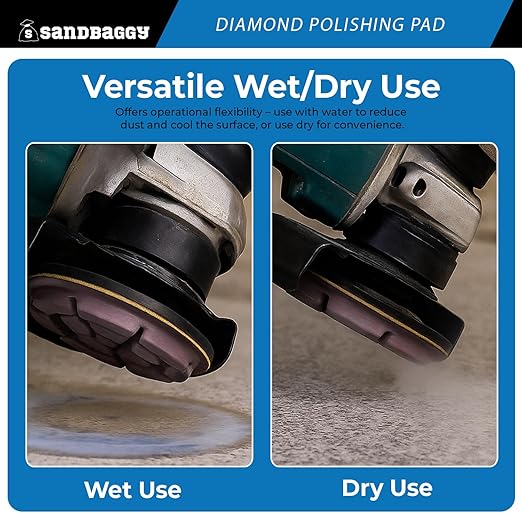 Sandbaggy 3" Metal Bond Diamond Polishing Pad - 100 Grit (8mm Thick) (350, 3-inch)
