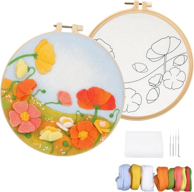 Wonafa DIY Wool Needle Felt Starter Kit, Beginner Needle Felt Kit by Wonafa