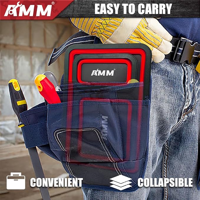 AMM Foldable Magnetic Parts Tray Set, 3 Different Size Magnetic Tool Trays for Bolts Screws Nuts & Small Metal Parts, Mechanic Tool Present for Men，Red