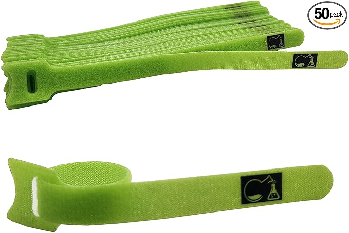 CableLock Cable Ties - 50 Pack - 8 Inch Reusable Cord Organizers - Clean Cable Management for Gaming and Home Office (Green)