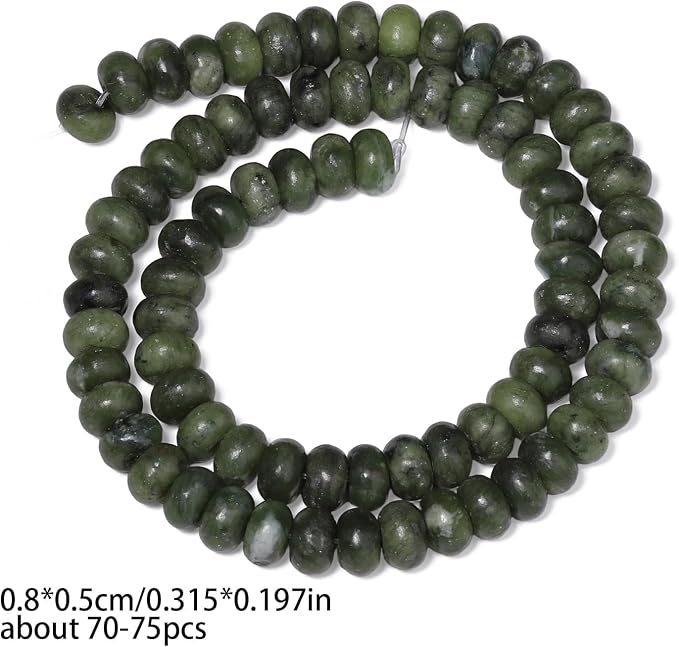 Songxi 5x8mm Natural Southern Jade Stone Rondelle Beads, Gemstone - Image 2