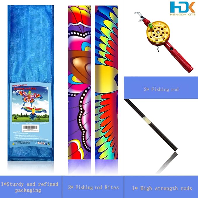 HENGDA KITE 2 Pack Fishing Rod Kite, - Image 3