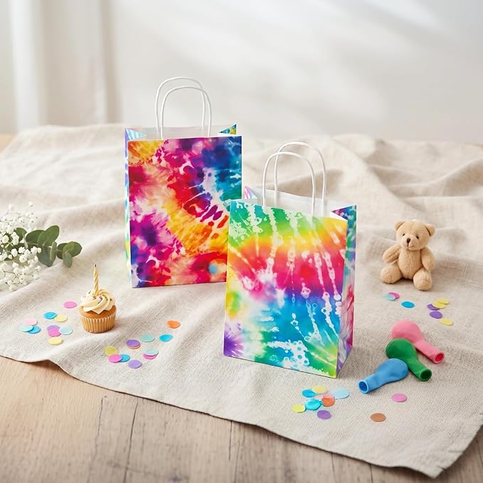 24 Pack Tie Dye Party Favor Bags, Rainbow Tie Dye Gift Bags - Image 5