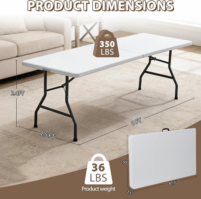 SUPER DEAL 8FT Folding Picnic Table - Image 3