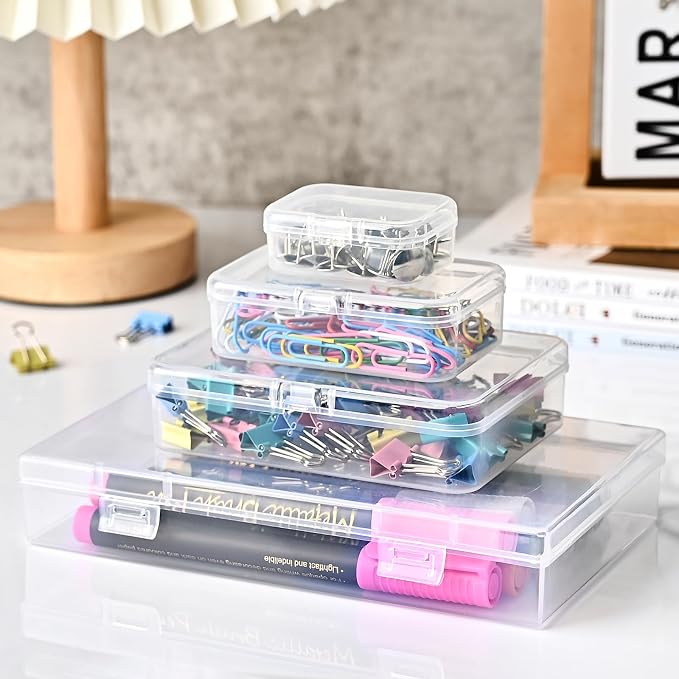 7 Pack Mixed Sizes Rectangular Mini Plastic Containers Clear Plastic Storage - Image 7