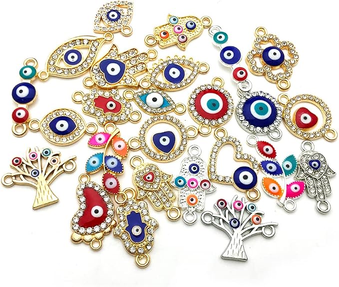 50pcs Evil Eye Beads Charms for Jewelry Making Assorted Evil Eye Connector - Image 4