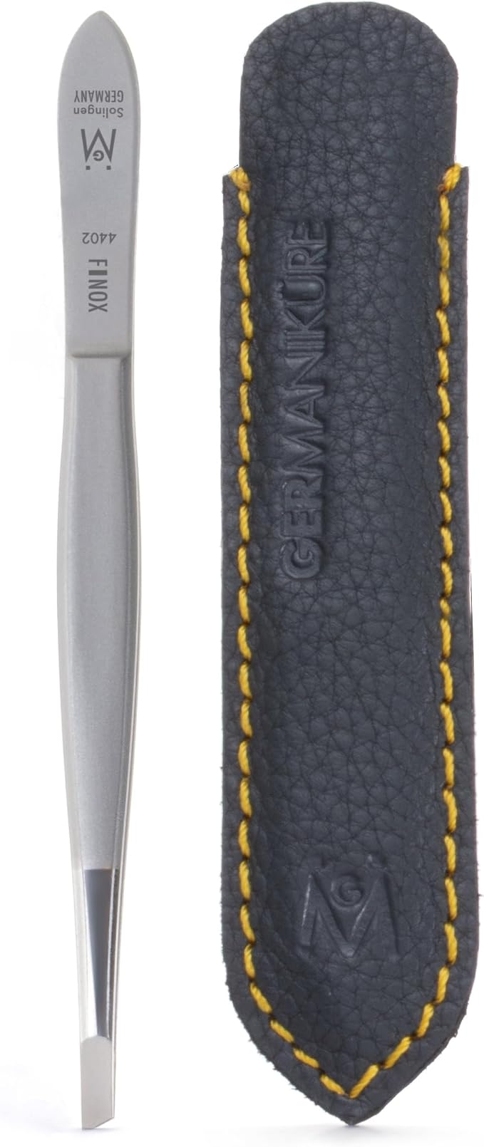 GERMANIKURE Slanted Tweezers in Leather Case by GERMANIKURE