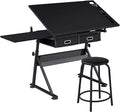 Yaheetech Adjustable Drafting Table Art Desk, Storage Drawers & Stool by Unknown